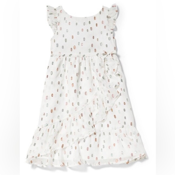 Janie and Jack x Rachel Zoe Metallic Polka Dot Cap Sleeve Maxi Dress Size 2T NEW